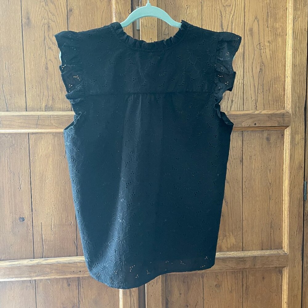 Loft Eyelet Ruffle Split Neck Shell - image 3